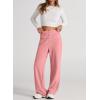imageEVALESS Womens Spring 2025 Dress Pants High Waist Straight Leg Pants Button Down Bottoms Work Pants Trousers with PocketsPeach Blossom