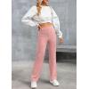 imageEVALESS Womens Spring 2025 Dress Pants High Waist Straight Leg Pants Button Down Bottoms Work Pants Trousers with PocketsRose Tan