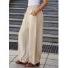 imageEVALESS Womens Wide Leg Baggy Pants Elastic High Waisted Casual Harem Pants Trousers with PocketsBeige