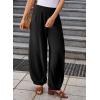 imageEVALESS Womens Wide Leg Baggy Pants Elastic High Waisted Casual Harem Pants Trousers with PocketsBlack