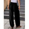 imageEVALESS Womens Wide Leg Baggy Pants Elastic High Waisted Casual Harem Pants Trousers with PocketsBlack
