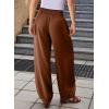 imageEVALESS Womens Wide Leg Baggy Pants Elastic High Waisted Casual Harem Pants Trousers with PocketsBrown