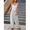 imageEVALESS Womens Wide Leg Baggy Pants Elastic High Waisted Casual Harem Pants Trousers with PocketsGrey