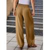 imageEVALESS Womens Wide Leg Baggy Pants Elastic High Waisted Casual Harem Pants Trousers with PocketsLight Brown