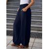 imageEVALESS Womens Wide Leg Baggy Pants Elastic High Waisted Casual Harem Pants Trousers with PocketsNavy Blue