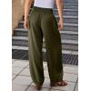 imageEVALESS Womens Wide Leg Baggy Pants Elastic High Waisted Casual Harem Pants Trousers with PocketsOlive Green