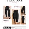 imageEVALESS Womens Wide Leg Barrel Pants Elastic High Waisted Side Pocket Palazzo Trousers Business Work Casual PantsBlack