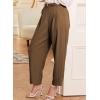 imageEVALESS Womens Wide Leg Barrel Pants Elastic High Waisted Side Pocket Palazzo Trousers Business Work Casual PantsBrown