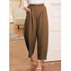 imageEVALESS Womens Wide Leg Barrel Pants Elastic High Waisted Side Pocket Palazzo Trousers Business Work Casual PantsBrown