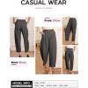 imageEVALESS Womens Wide Leg Barrel Pants Elastic High Waisted Side Pocket Palazzo Trousers Business Work Casual PantsDark Grey
