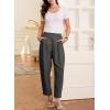 imageEVALESS Womens Wide Leg Barrel Pants Elastic High Waisted Side Pocket Palazzo Trousers Business Work Casual PantsDark Grey