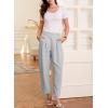 imageEVALESS Womens Wide Leg Barrel Pants Elastic High Waisted Side Pocket Palazzo Trousers Business Work Casual PantsGrey