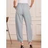 imageEVALESS Womens Wide Leg Barrel Pants Elastic High Waisted Side Pocket Palazzo Trousers Business Work Casual PantsGrey