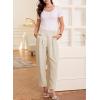 imageEVALESS Womens Wide Leg Barrel Pants Elastic High Waisted Side Pocket Palazzo Trousers Business Work Casual PantsLight Brown