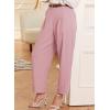 imageEVALESS Womens Wide Leg Barrel Pants Elastic High Waisted Side Pocket Palazzo Trousers Business Work Casual PantsLight Pink
