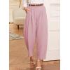 imageEVALESS Womens Wide Leg Barrel Pants Elastic High Waisted Side Pocket Palazzo Trousers Business Work Casual PantsLight Pink