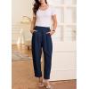 imageEVALESS Womens Wide Leg Barrel Pants Elastic High Waisted Side Pocket Palazzo Trousers Business Work Casual PantsNavy Blue