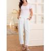 imageEVALESS Womens Wide Leg Barrel Pants Elastic High Waisted Side Pocket Palazzo Trousers Business Work Casual PantsWhite