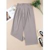 imageEVALESS Womens Wide Leg Pants Elastic High Waisted Waffle Knit Casual Palazzo Pants Trousers with PocketsBlack