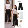imageEVALESS Womens Wide Leg Pants Elastic High Waisted Waffle Knit Casual Palazzo Pants Trousers with PocketsBlack