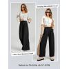 imageEVALESS Womens Wide Leg Pants Elastic High Waisted Waffle Knit Casual Palazzo Pants Trousers with PocketsBlack