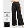 imageEVALESS Womens Wide Leg Pants Elastic High Waisted Waffle Knit Casual Palazzo Pants Trousers with PocketsBlack
