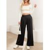 imageEVALESS Womens Wide Leg Pants Elastic High Waisted Waffle Knit Casual Palazzo Pants Trousers with PocketsBlack