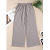 imageEVALESS Womens Wide Leg Pants Elastic High Waisted Waffle Knit Casual Palazzo Pants Trousers with PocketsBlack