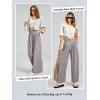 imageEVALESS Womens Wide Leg Pants Elastic High Waisted Waffle Knit Casual Palazzo Pants Trousers with PocketsD Light Grey