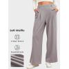 imageEVALESS Womens Wide Leg Pants Elastic High Waisted Waffle Knit Casual Palazzo Pants Trousers with PocketsD Light Grey
