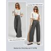 imageEVALESS Womens Wide Leg Pants Elastic High Waisted Waffle Knit Casual Palazzo Pants Trousers with PocketsDark Grey