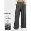 imageEVALESS Womens Wide Leg Pants Elastic High Waisted Waffle Knit Casual Palazzo Pants Trousers with PocketsDark Grey