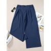 imageEVALESS Womens Wide Leg Pants Elastic High Waisted Waffle Knit Casual Palazzo Pants Trousers with PocketsDark Navy Blue