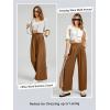imageEVALESS Womens Wide Leg Pants Elastic High Waisted Waffle Knit Casual Palazzo Pants Trousers with PocketsE Brown