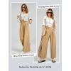 imageEVALESS Womens Wide Leg Pants Elastic High Waisted Waffle Knit Casual Palazzo Pants Trousers with PocketsE Tan