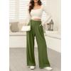 imageEVALESS Womens Wide Leg Pants Elastic High Waisted Waffle Knit Casual Palazzo Pants Trousers with PocketsJungle Green