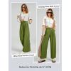 imageEVALESS Womens Wide Leg Pants Elastic High Waisted Waffle Knit Casual Palazzo Pants Trousers with PocketsJungle Green