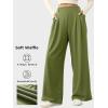 imageEVALESS Womens Wide Leg Pants Elastic High Waisted Waffle Knit Casual Palazzo Pants Trousers with PocketsJungle Green