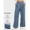 imageEVALESS Womens Wide Leg Pants Elastic High Waisted Waffle Knit Casual Palazzo Pants Trousers with PocketsLight Blue Haze