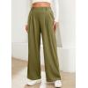 imageEVALESS Womens Wide Leg Pants Elastic High Waisted Waffle Knit Casual Palazzo Pants Trousers with PocketsOlive Green
