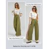 imageEVALESS Womens Wide Leg Pants Elastic High Waisted Waffle Knit Casual Palazzo Pants Trousers with PocketsOlive Green