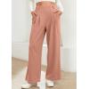 imageEVALESS Womens Wide Leg Pants Elastic High Waisted Waffle Knit Casual Palazzo Pants Trousers with PocketsT Dusty Pink