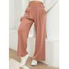imageEVALESS Womens Wide Leg Pants Elastic High Waisted Waffle Knit Casual Palazzo Pants Trousers with PocketsT Dusty Pink