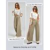 imageEVALESS Womens Wide Leg Pants Elastic High Waisted Waffle Knit Casual Palazzo Pants Trousers with PocketsTaupe