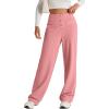 imageEVALESS Womens Spring 2025 Dress Pants High Waist Straight Leg Pants Button Down Bottoms Work Pants Trousers with PocketsPeach Blossom