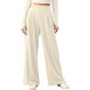 imageEVALESS Womens Wide Leg Pants Elastic High Waisted Waffle Knit Casual Palazzo Pants Trousers with PocketsD Beige Lined