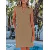 imageEVALESS Summer Spring Dresses for Women 2025 Golf Tennis Dresses V Neck Dress Sleeveless Workout A Line Dresses Mini DressesKhaki