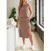 imageEVALESS WomenS 2 Piece Outfits Dressy Casual 2025 Summer Tank Top and Midi Skirt Matching SetsBrown