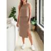 imageEVALESS WomenS 2 Piece Outfits Dressy Casual 2025 Summer Tank Top and Midi Skirt Matching SetsBrown