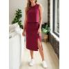 imageEVALESS WomenS 2 Piece Outfits Dressy Casual 2025 Summer Tank Top and Midi Skirt Matching SetsBurgundy
